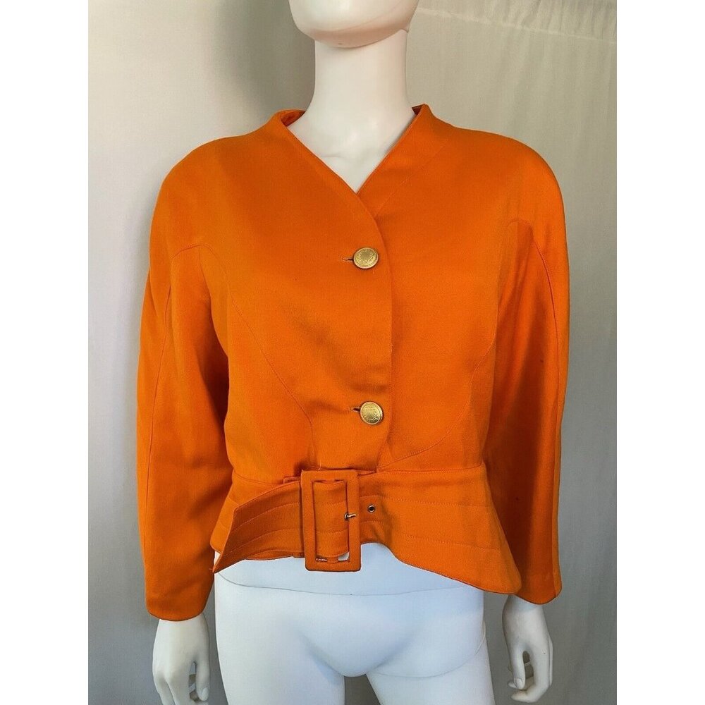 ROCCOBAROCCO Women's Vintage Jacket With Belt  Orange Size M/L